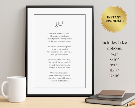 Poem For Dad, Minimalist Poetry Poster