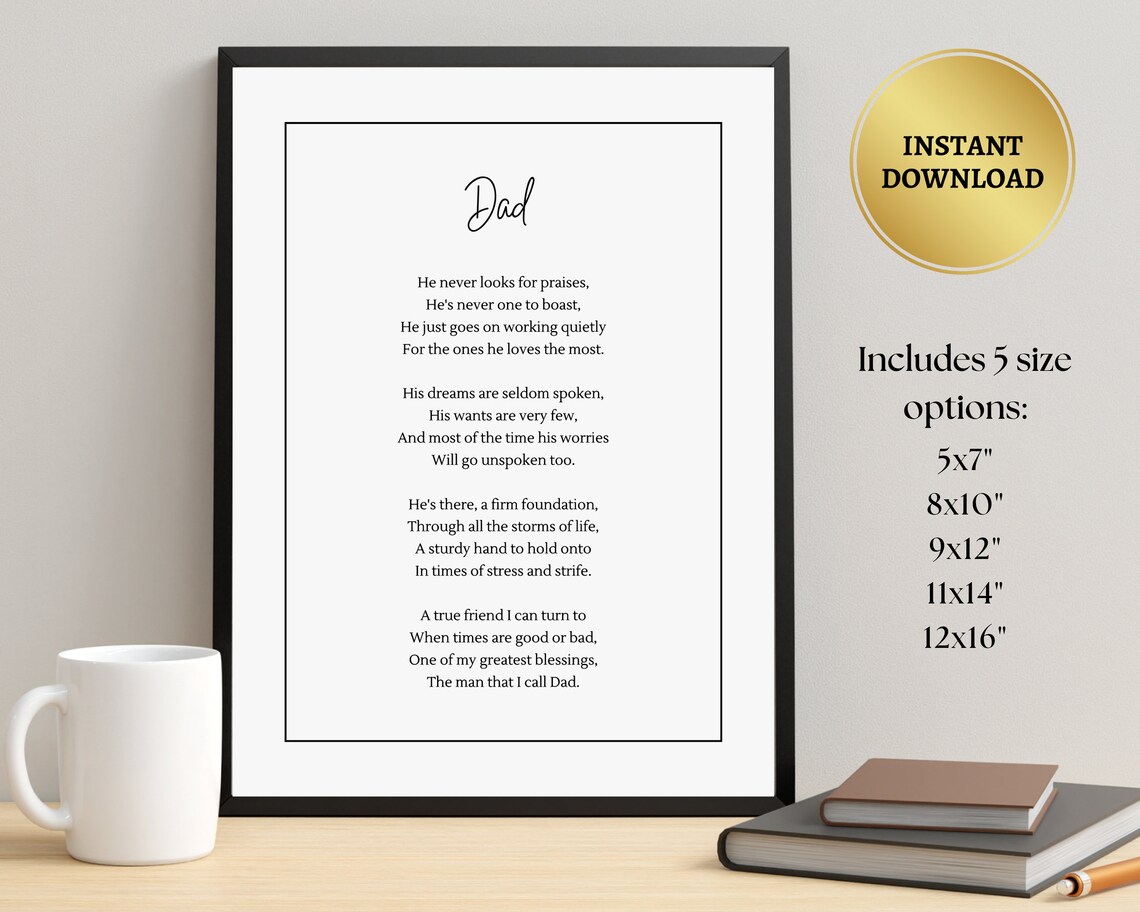Poem For Dad, Minimalist Poetry Poster