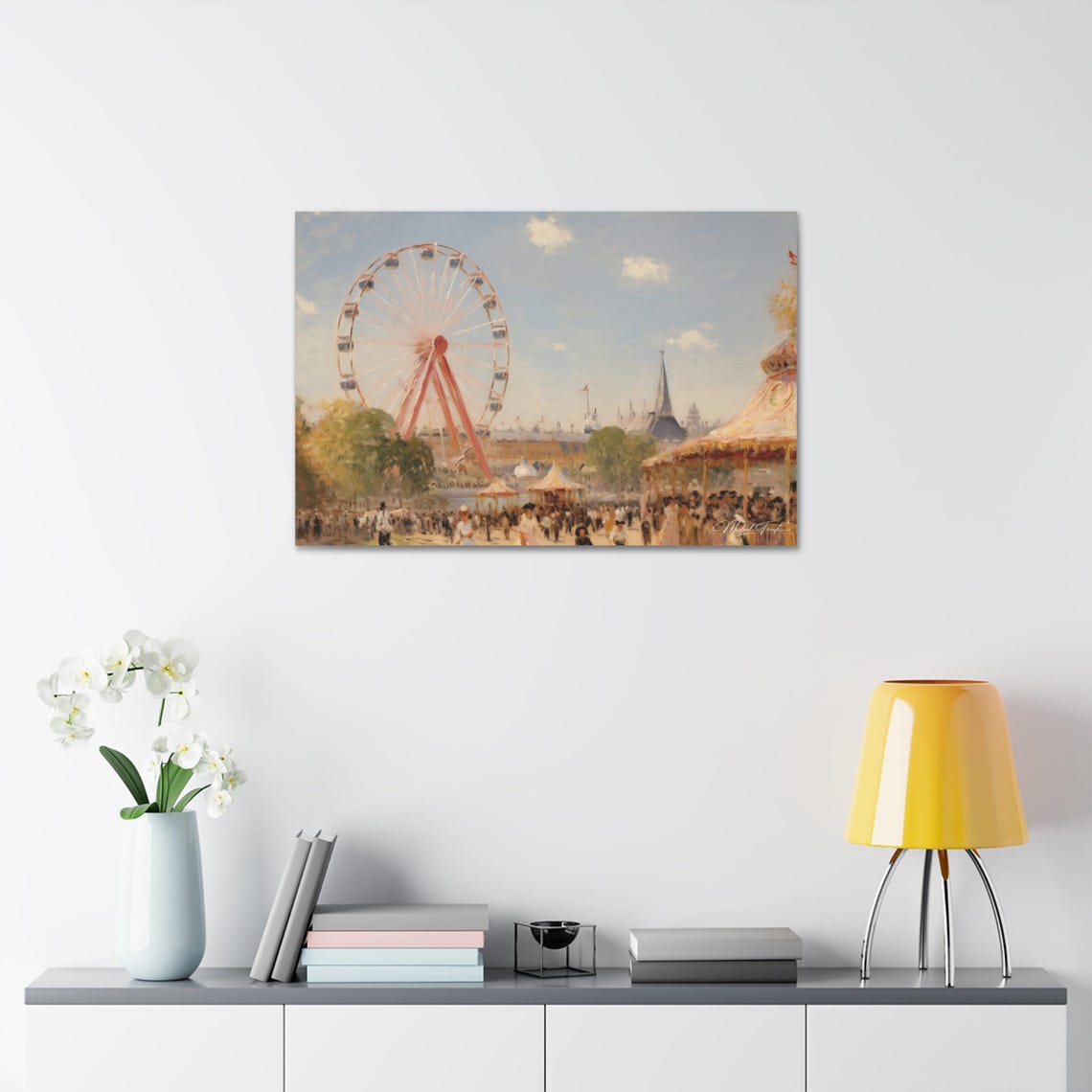 Vintage Summer Carnival Ferris Wheel Impressionist Fair Poster - Image 7