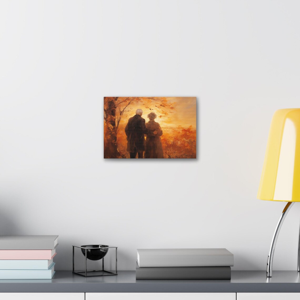 Elderly Couple at Sunset Golden Autumn Romance Evening Walk Poster - Image 6