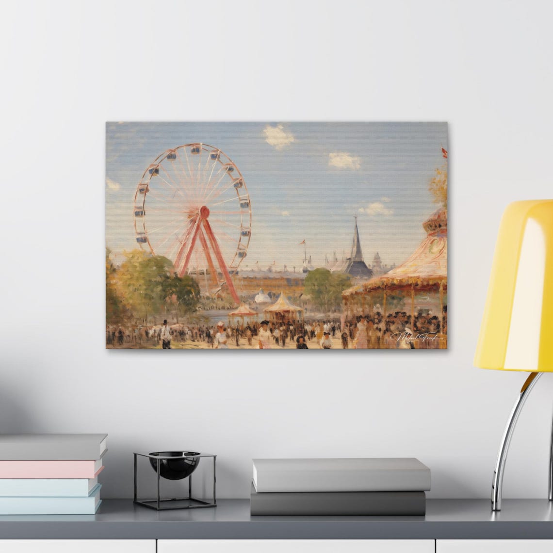 Vintage Summer Carnival Ferris Wheel Impressionist Fair Poster