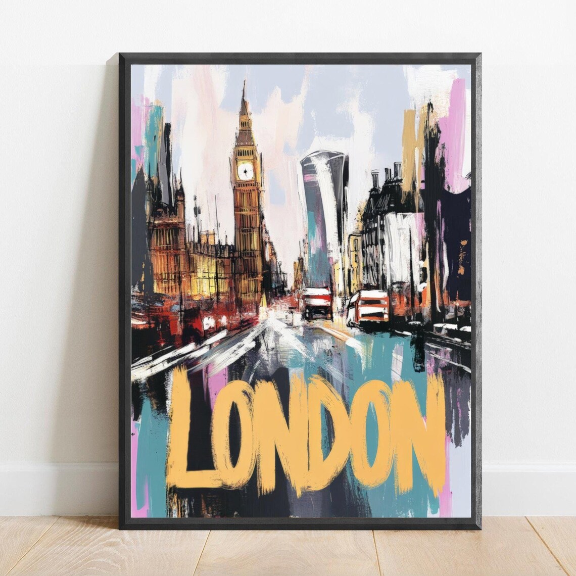 London Big Ben Abstract Street Colorful Brushwork Travel Poster