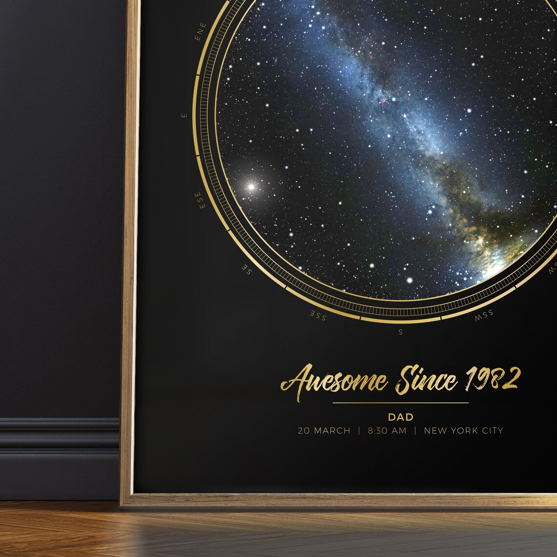 Star Map Print, Celestial Watercolor Night Sky