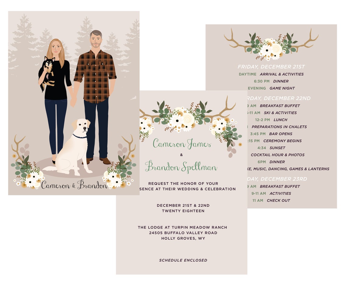 Custom Wedding Portrait Invitation
