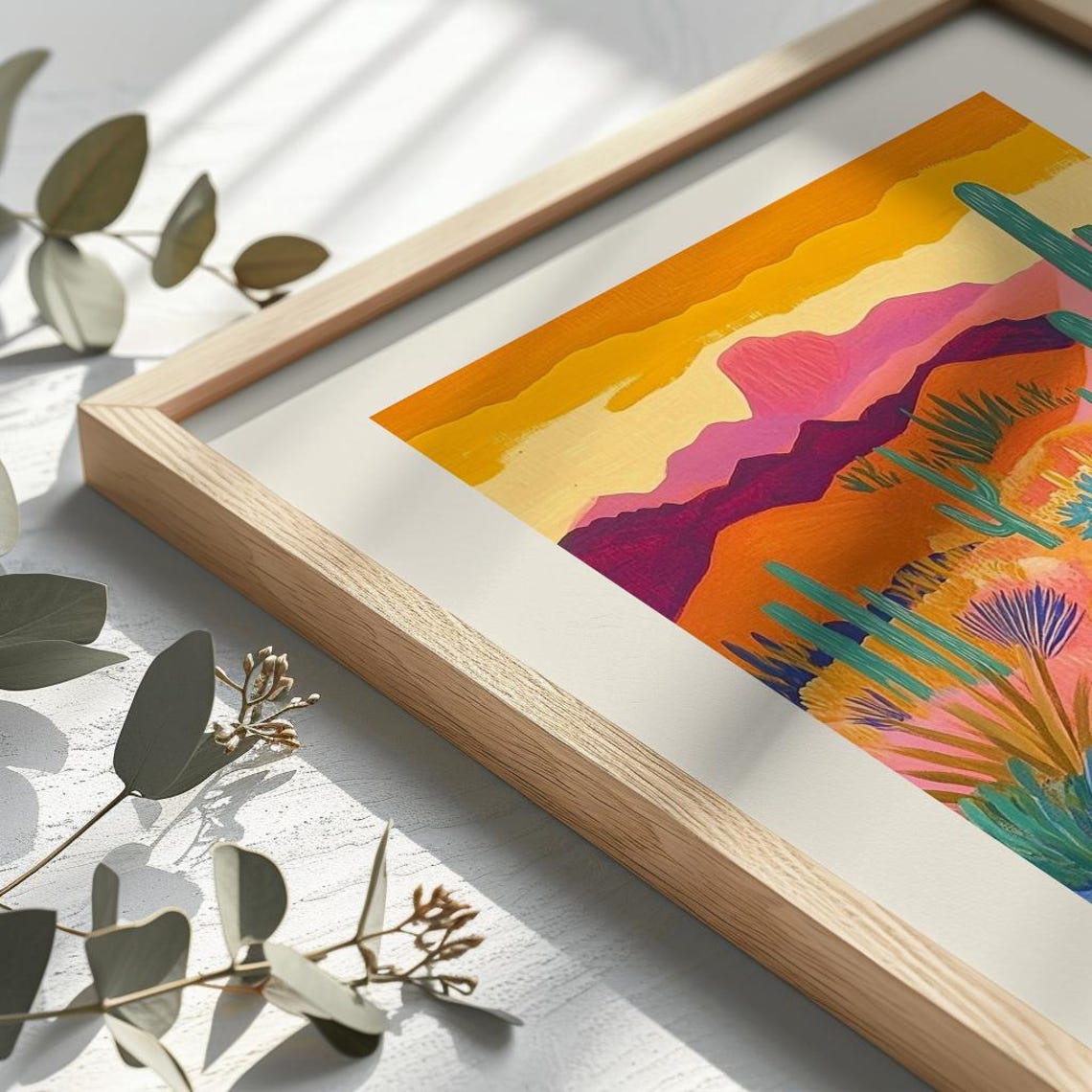 Matisse Style Desert Cactus Sunset Terracotta Landscape Poster - Image 2