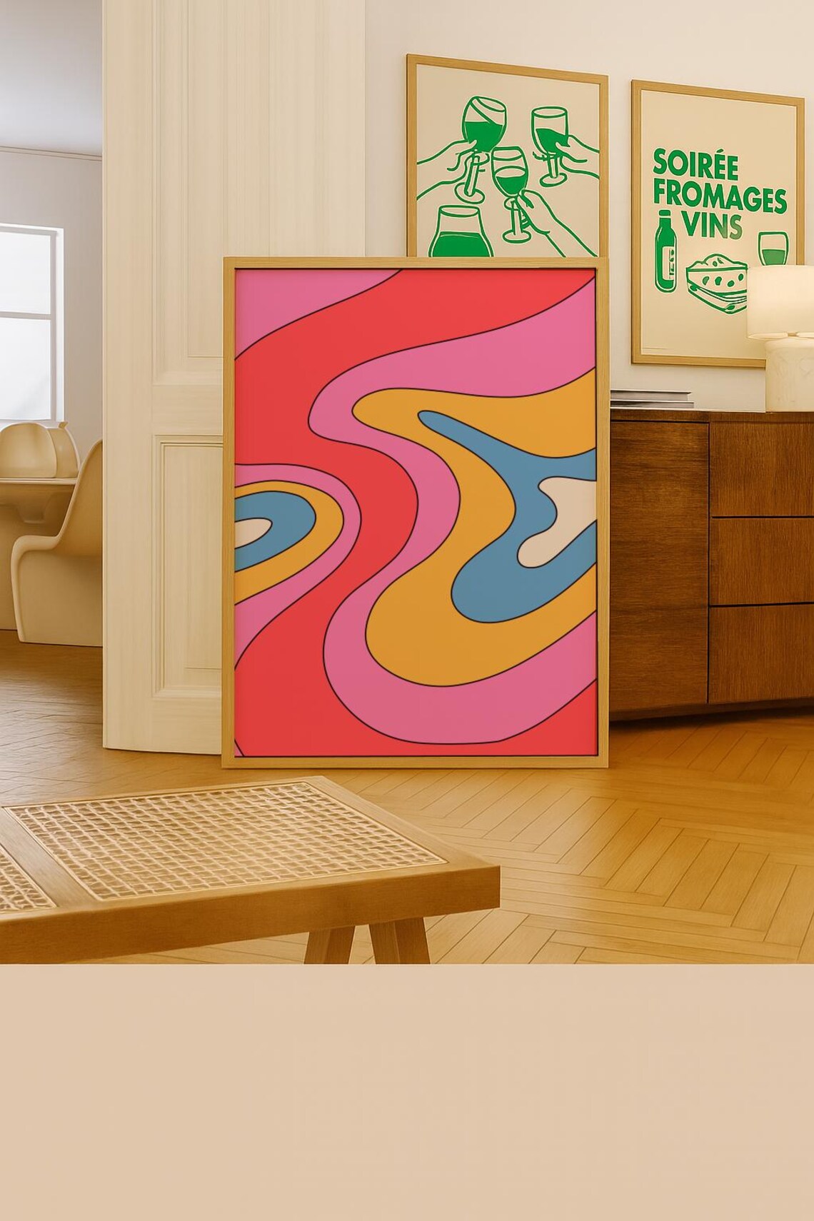 Retro Groovy Wavy Stripes Colorful 70s Abstract Style Wall Art - Image 4