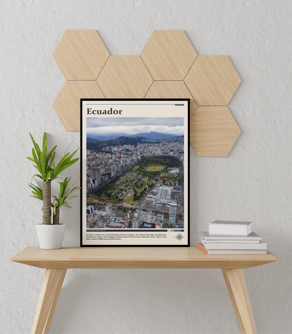 Ecuador Modern City Aerial With Park And Mountains Travel Poster - Image 3