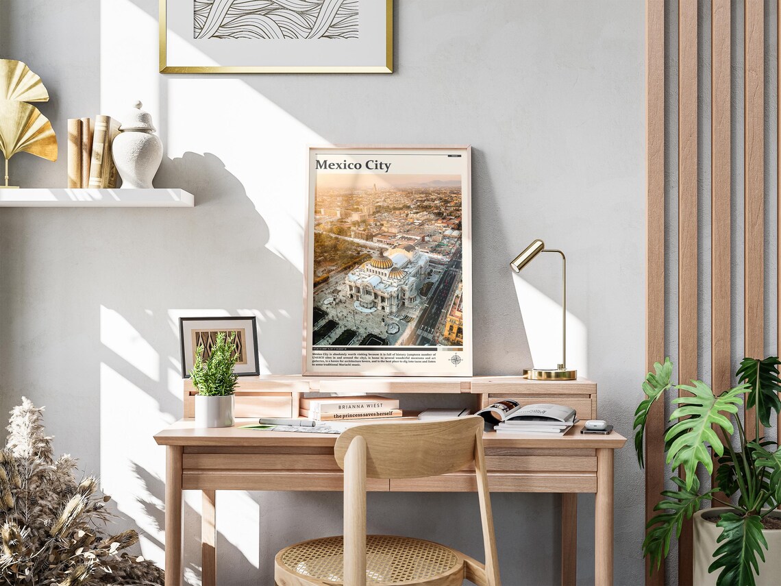 Mexico City Aerial Bellas Artes Golden Sunset View Travel Poster - Image 4