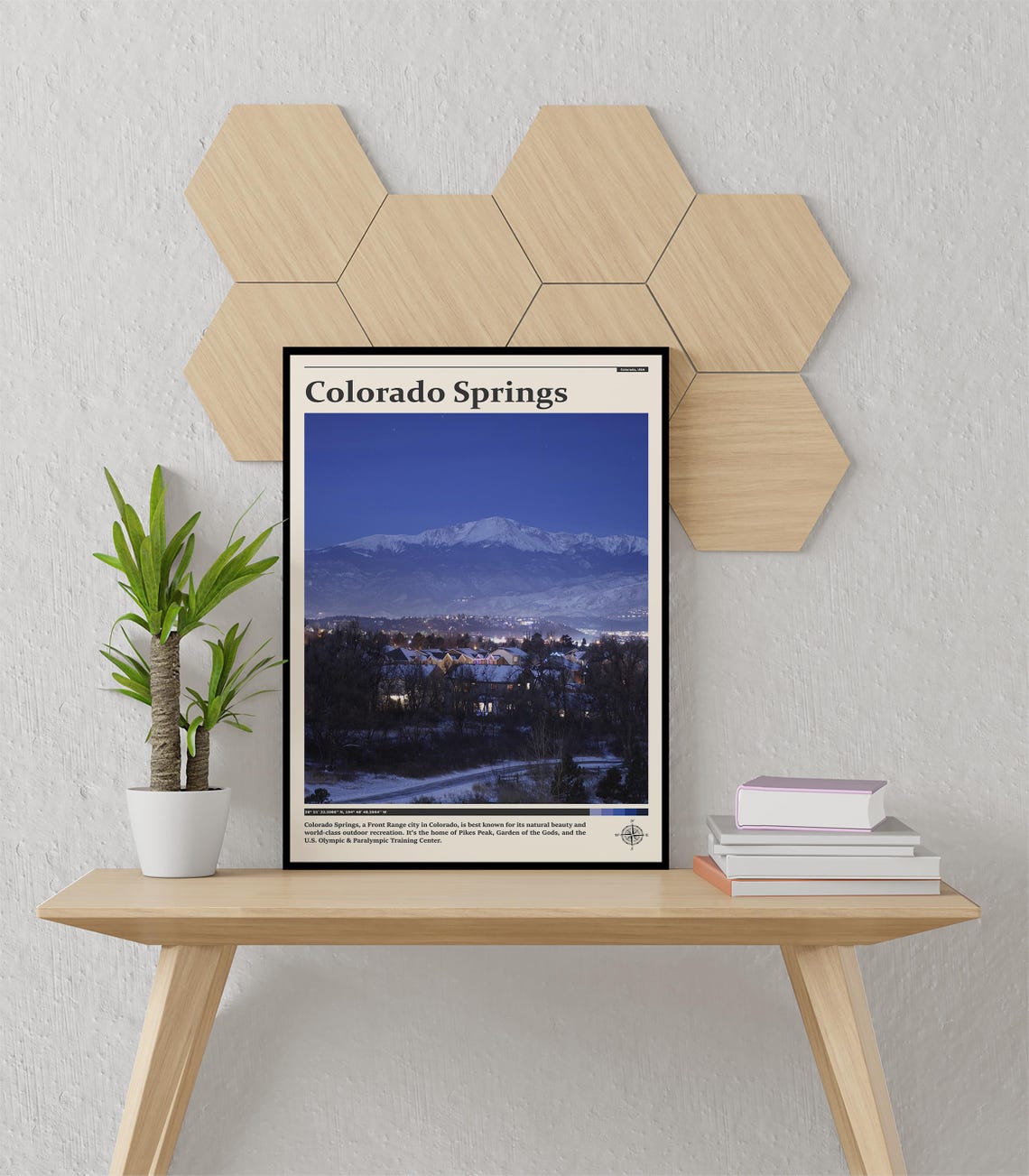 Colorado Springs Pikes Peak at Dusk City Lights Mountain Poster - Image 3