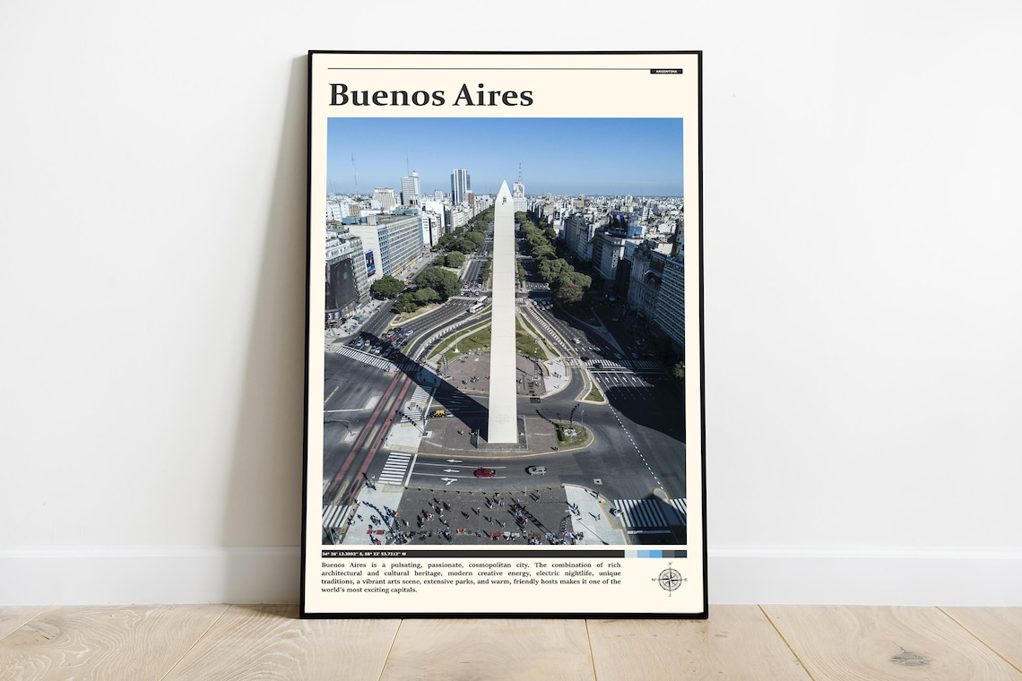 Buenos Aires Argentina Obelisk Plaza Aerial Daytime City Poster