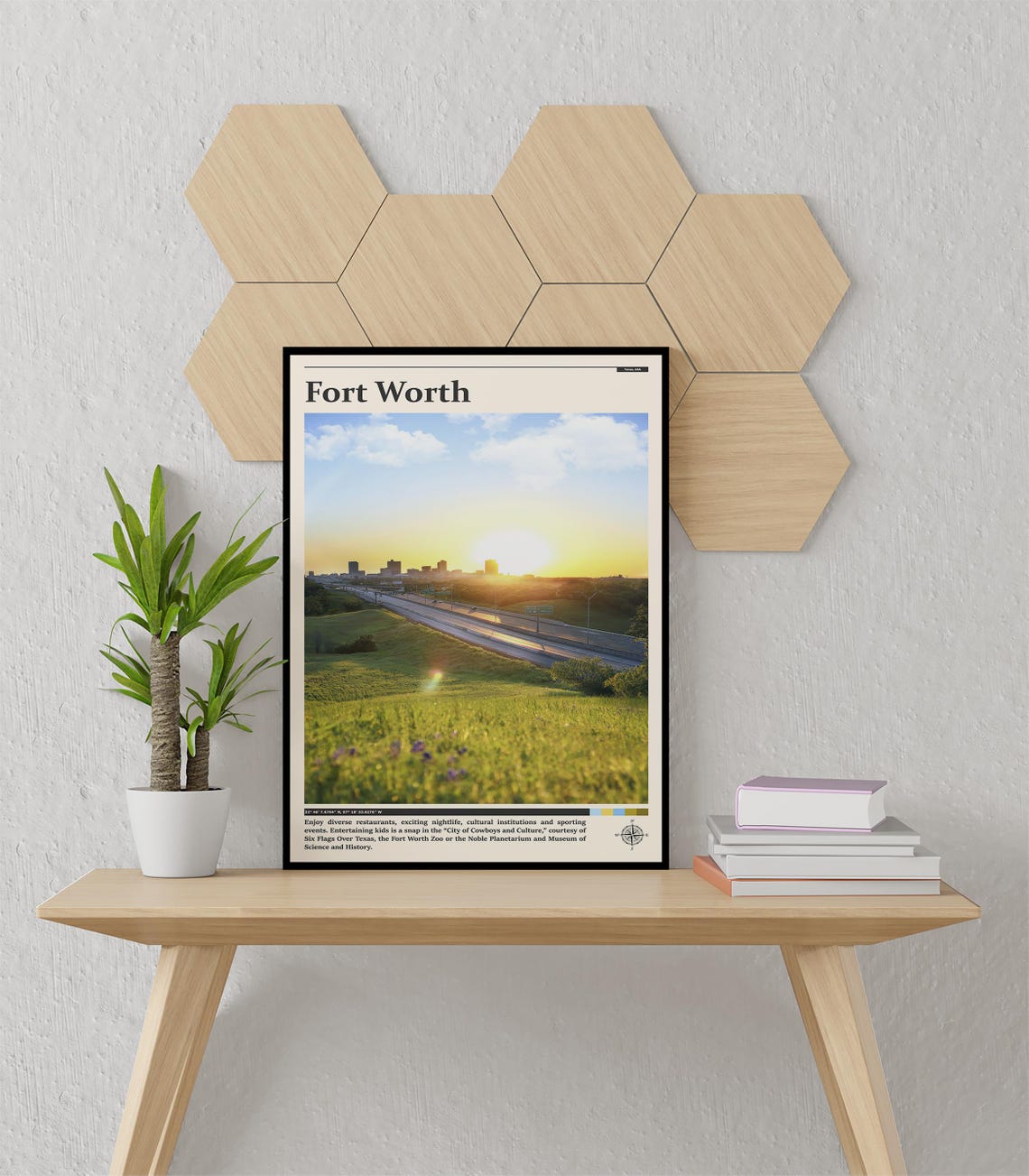 Fort Worth Sunrise Highway Skyline Wildflowers Texas Prairie Poster - Image 3