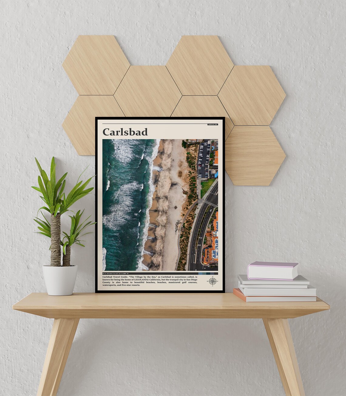Carlsbad California Aerial Beach Coastline Village by the Sea Poster - Image 3