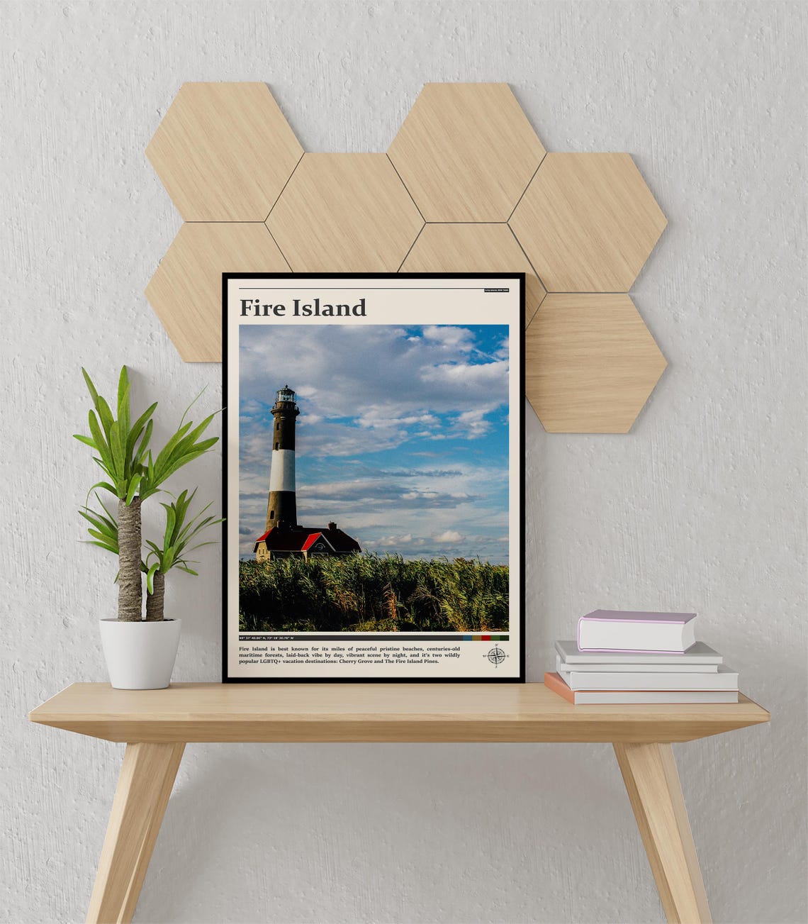 Fire Island New York Lighthouse Dunes Summer Sky Travel Poster - Image 3