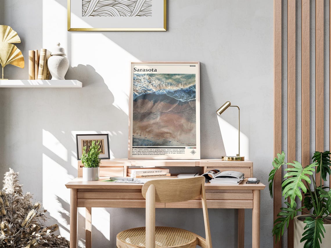 Sarasota Florida Gulf Coast Aerial Ocean Surf Beach Travel Poster - Image 4