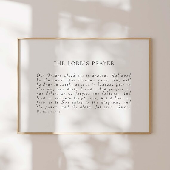 The Lords Prayer Scripture Matthew 6:9-13 Minimalist Christian Wall Art
