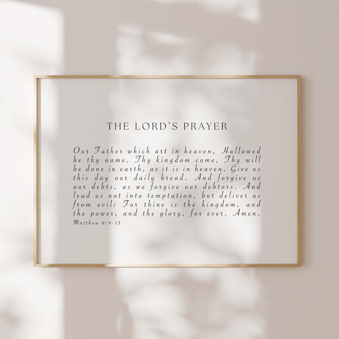 The Lords Prayer Scripture Matthew 6:9-13 Minimalist Christian Wall Art