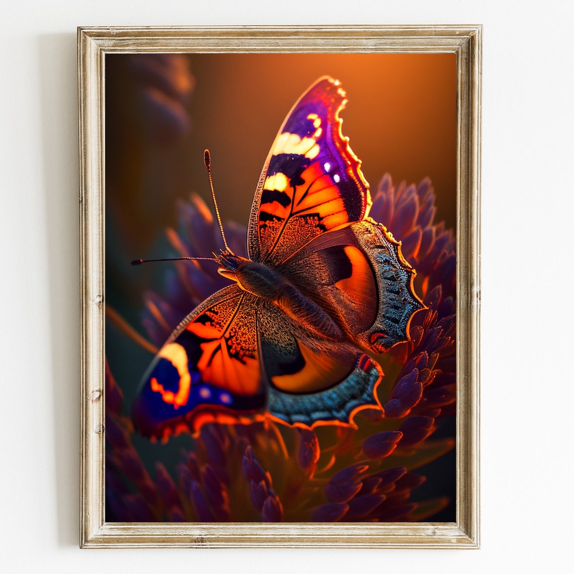 Orange Butterfly Macro Vibrant Wings Nature Insect Art Poster