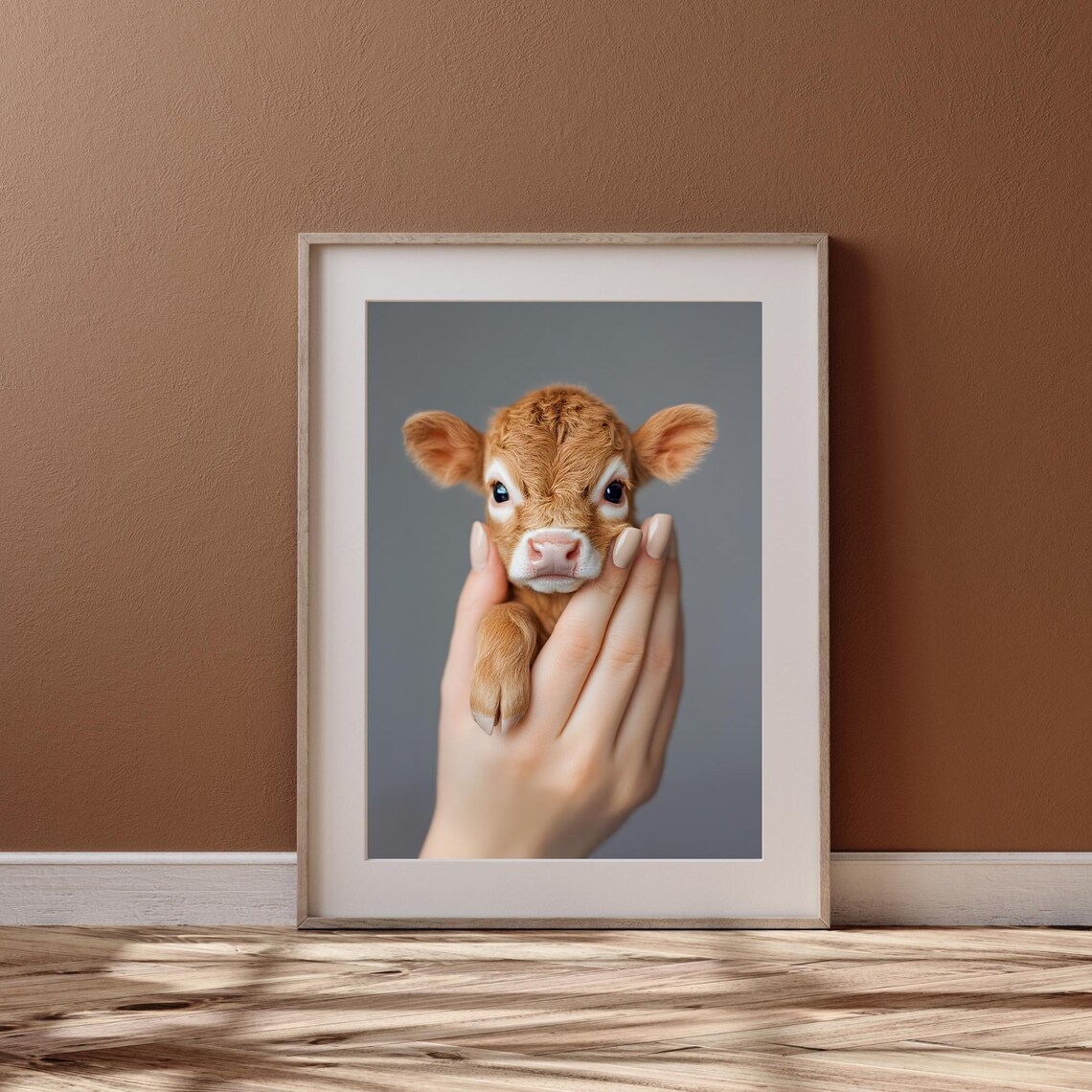 Baby Cow in the Palm of Your Hand Art Print - Image 3