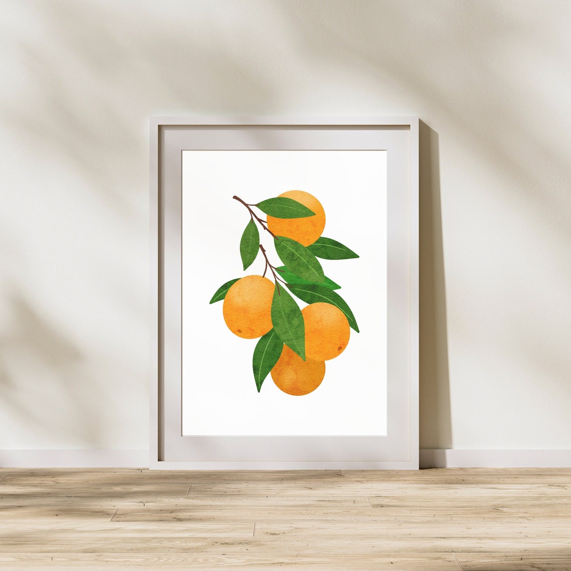 Watercolor Orange Branch with Green Leaves Kitchen Art Poster - Image 3