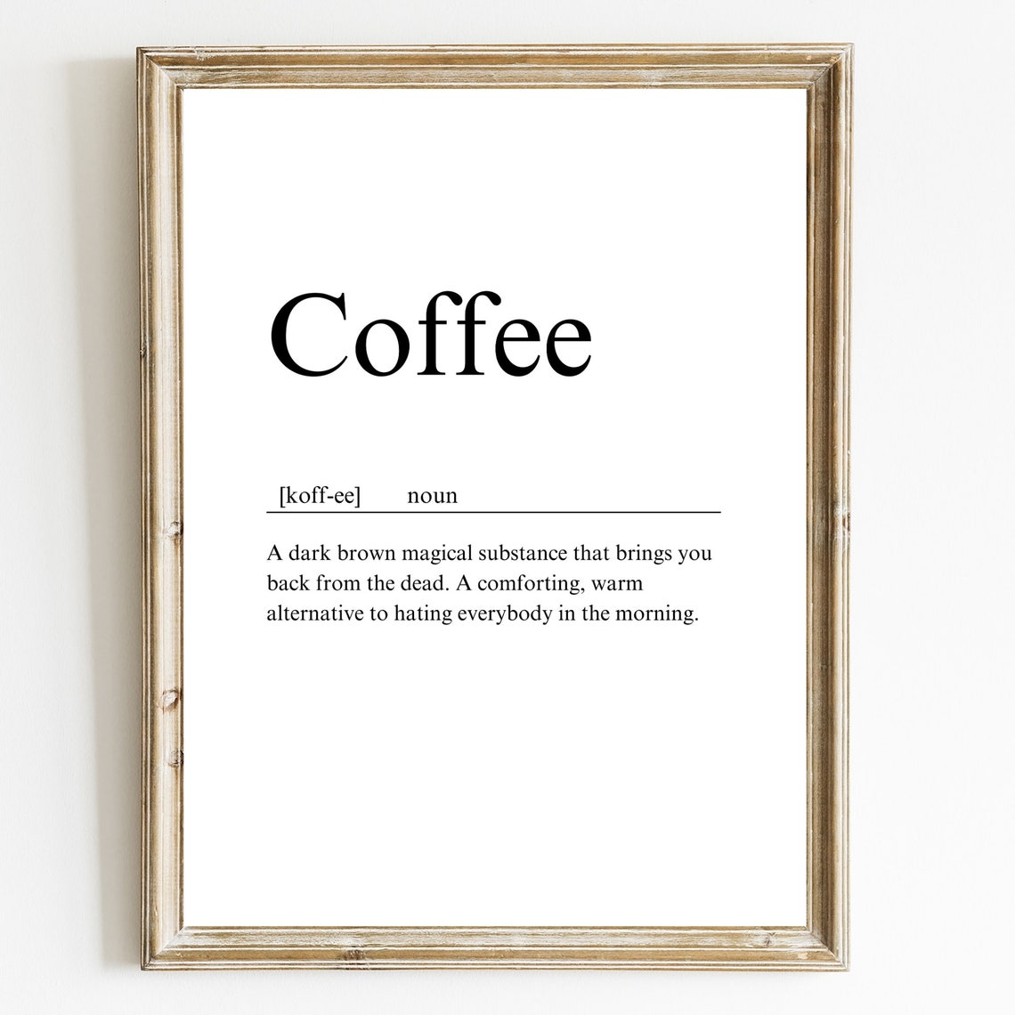 Coffee Definition Dictionary Style Funny Kitchen Quote Poster