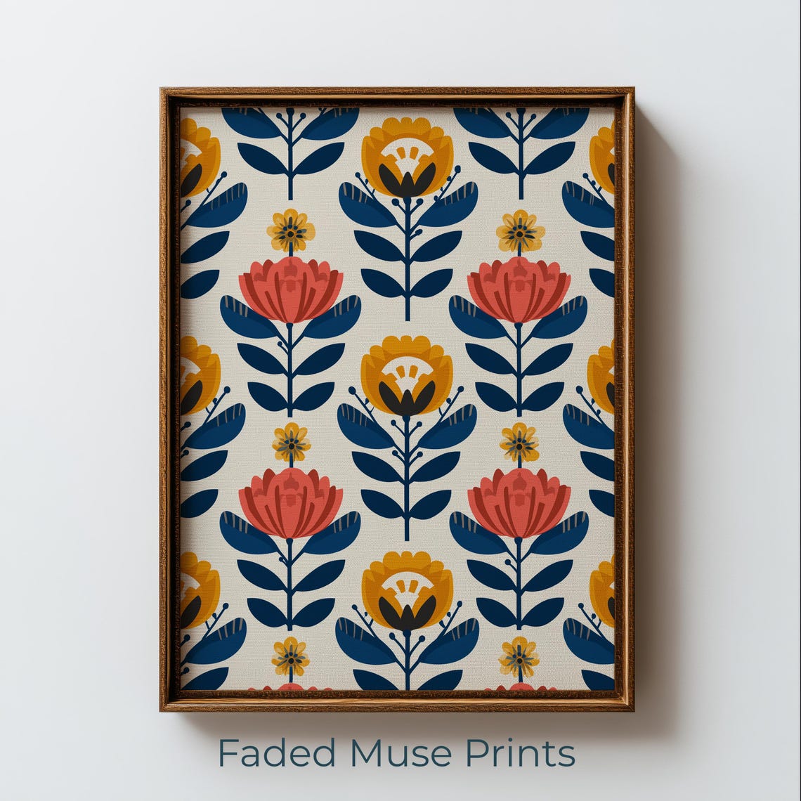 Midcentury Modern Floral Pattern Print Bold Tulip Flower Design