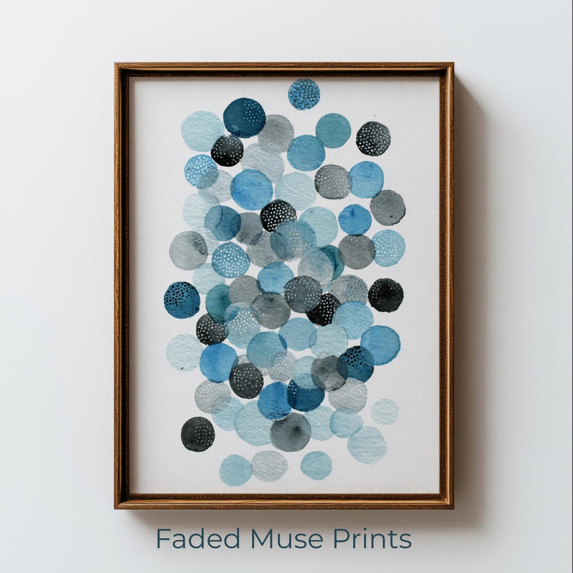 Modern Coastal Blue Watercolor Circles Minimalist Abstract Wall Art Digital Download 1324