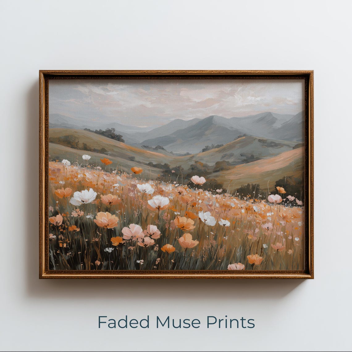 Panoramic Wildflower Meadow With Rolling Hills Landscape Poster
