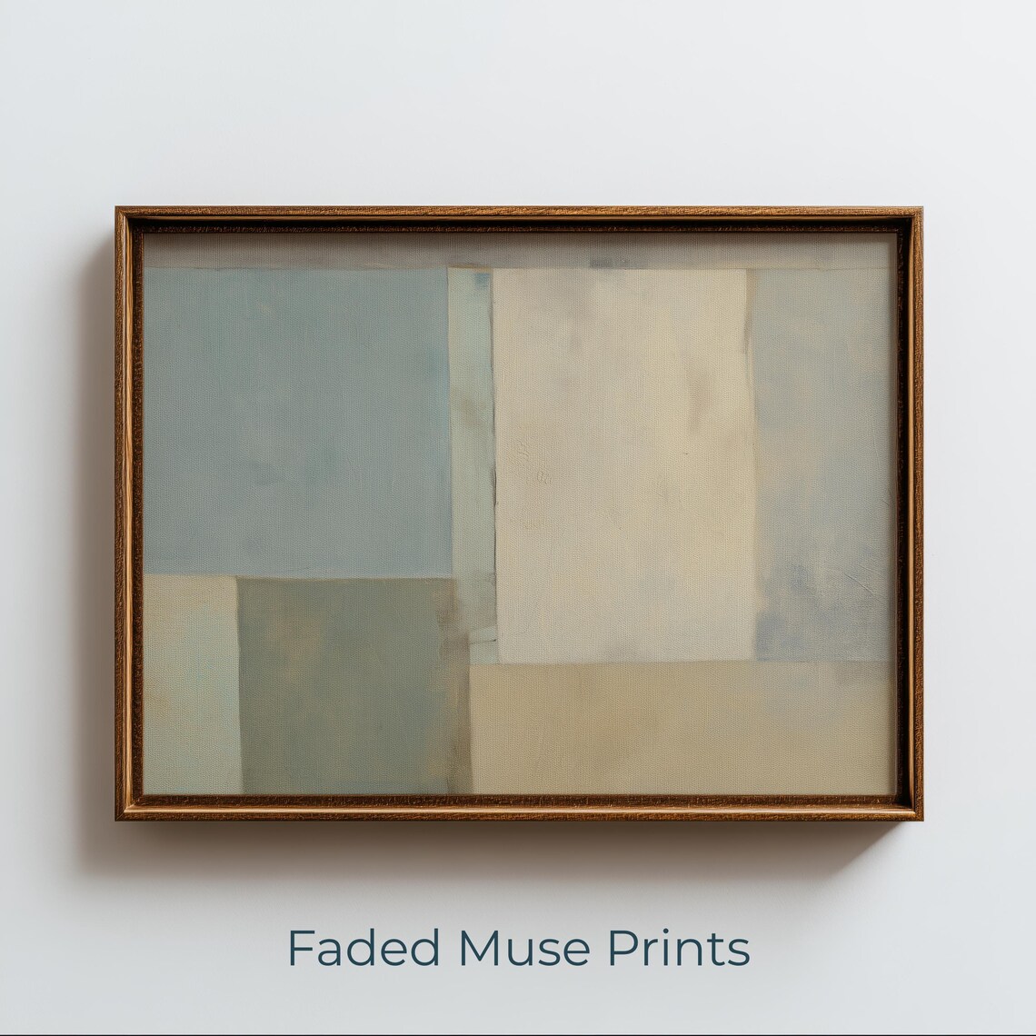 Vintage Modernist Abstract Soft Faded Geometric Blocks Neutral Tones Art Poster