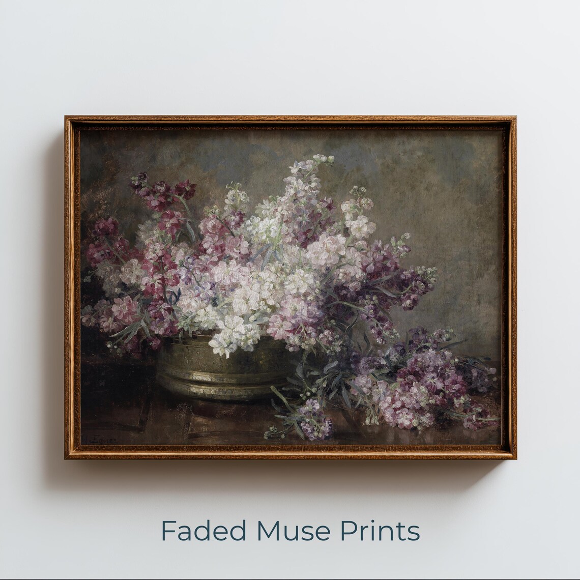 Vintage Floral Still Life Art Print, Rustic Bouquet