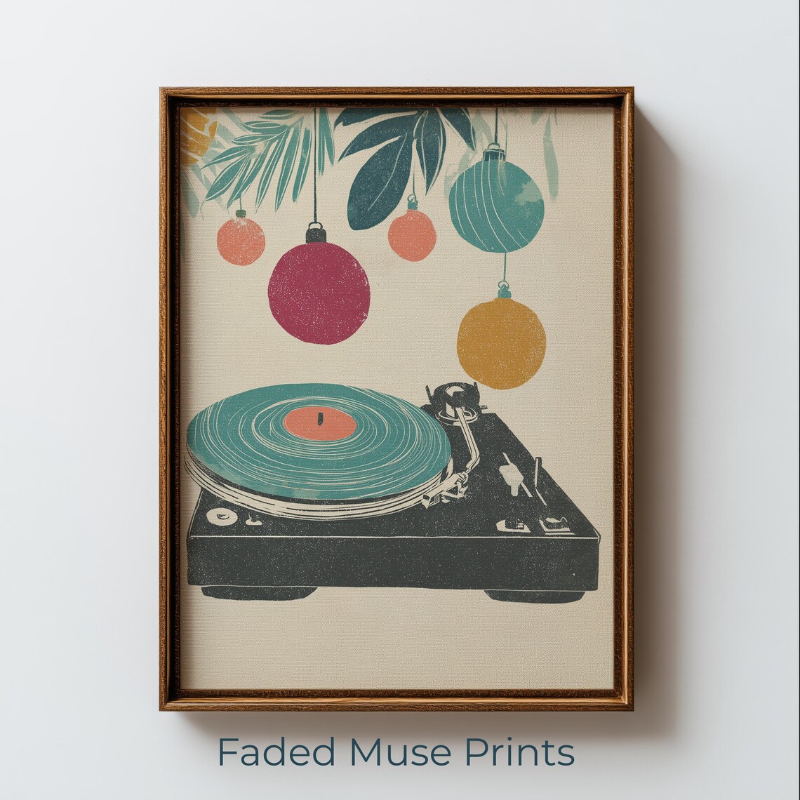 Vintage Vinyl Record Player Retro Christmas Ornaments