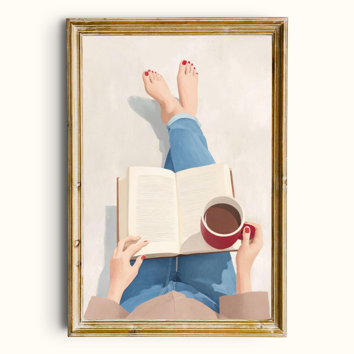 Lazy Day Reading Woman With Coffee Art Print