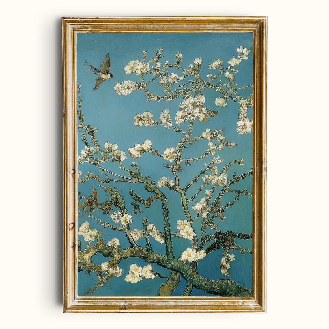 Vintage Almond Blossom Painting, Botanical Art Print