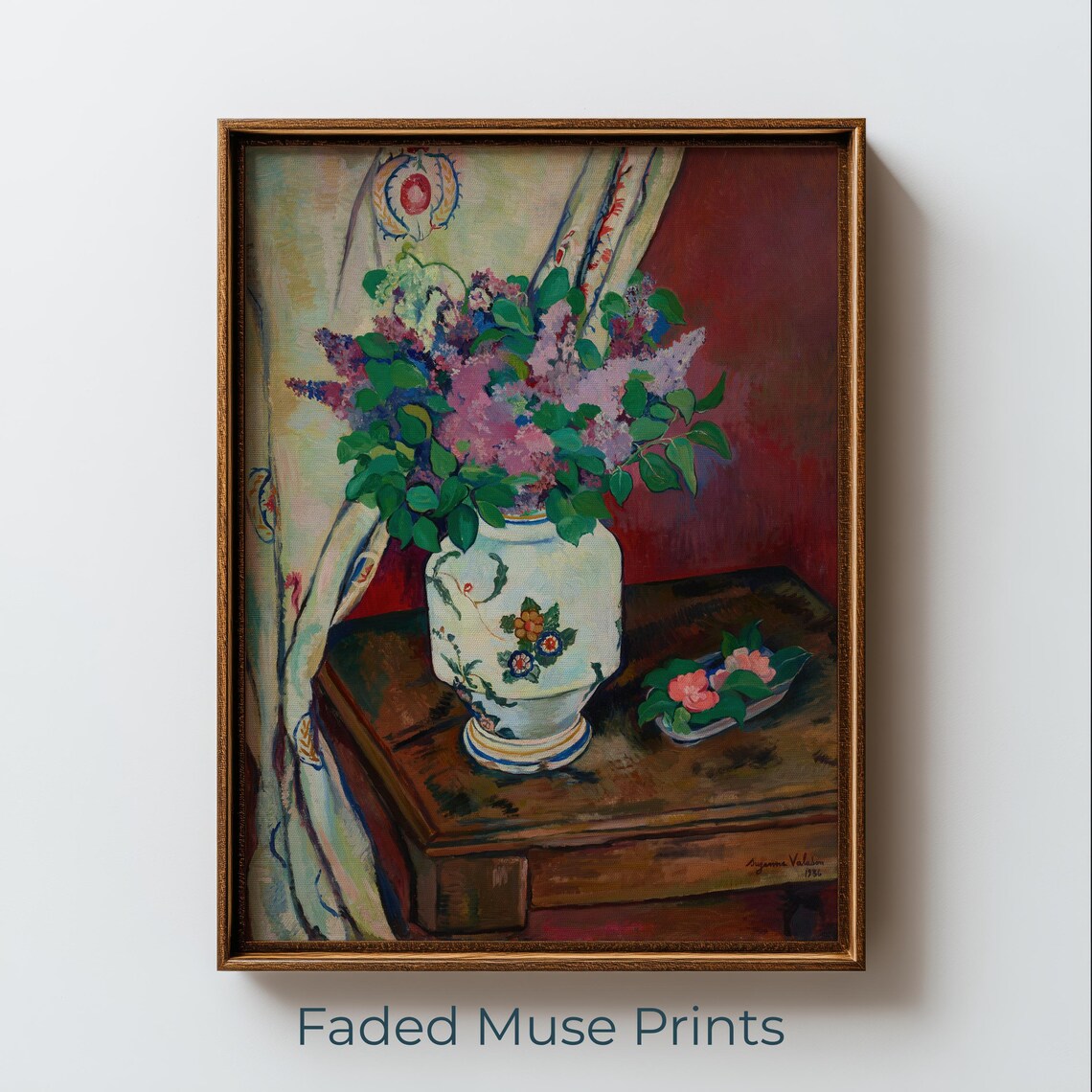 Lilac Blossom Still Life Vintage White Vase Floral Oil Painting Poster