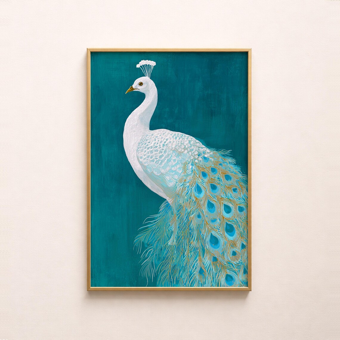 Peacock Painting, Coastal Chic Art Print
