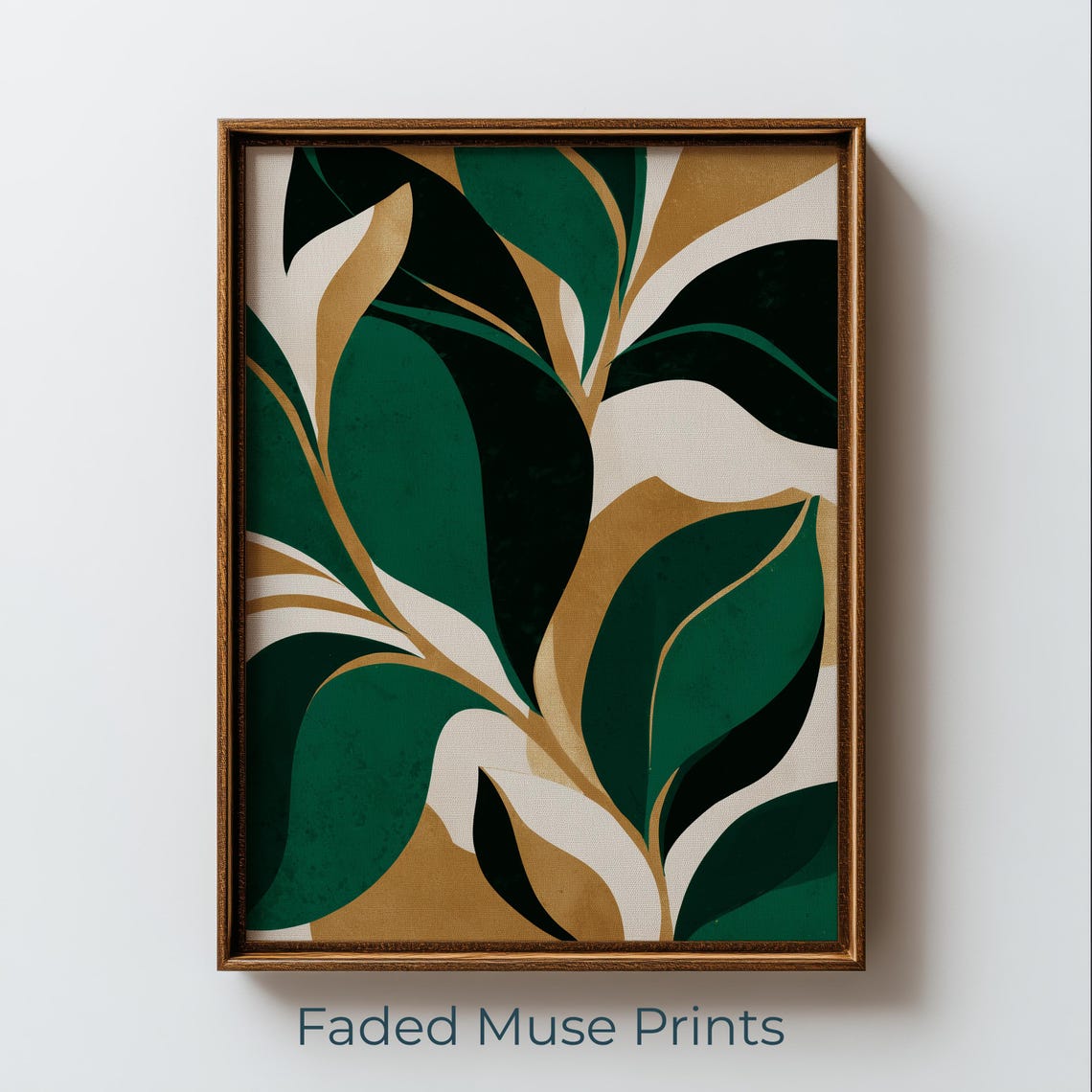 Bold Emerald Abstract Botanical Leaf Graphic Modern Living Room Poster