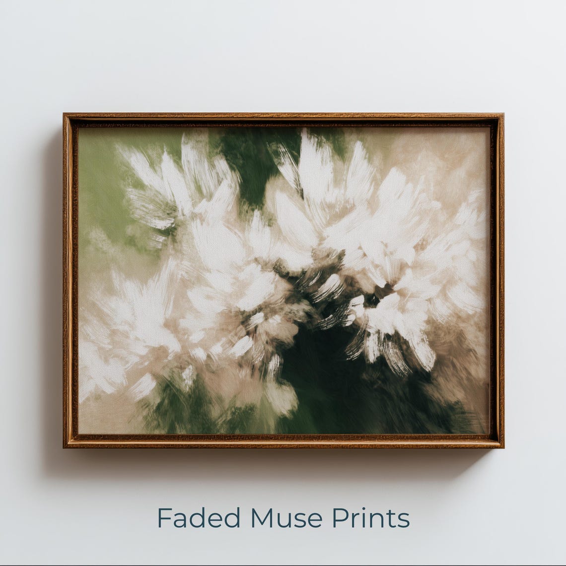 Vintage Abstract Floral Study White Blossom Expressive Wall Art