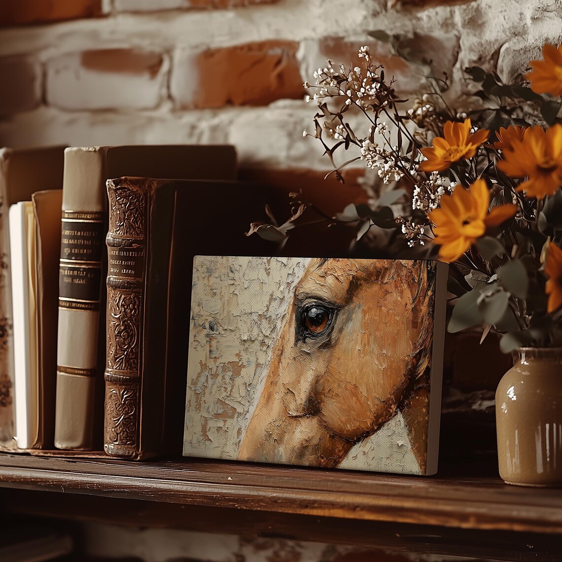 Close-Up of a Horse's Eye Textured Impasto Equine Portrait Poster - Image 4
