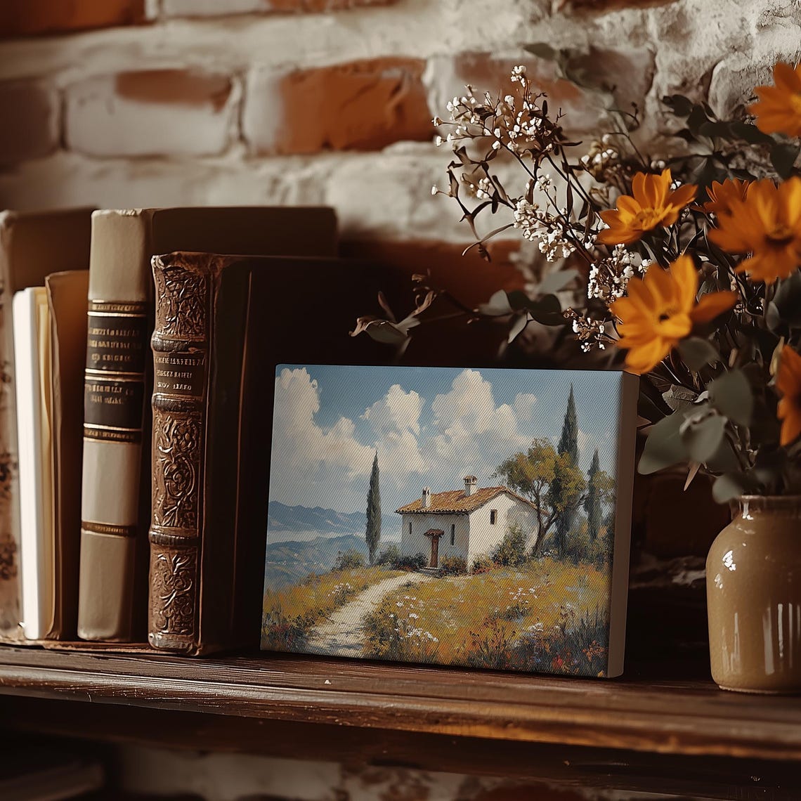 Hilltop Mediterranean Villa Cypress Trees Countryside Poster - Image 3