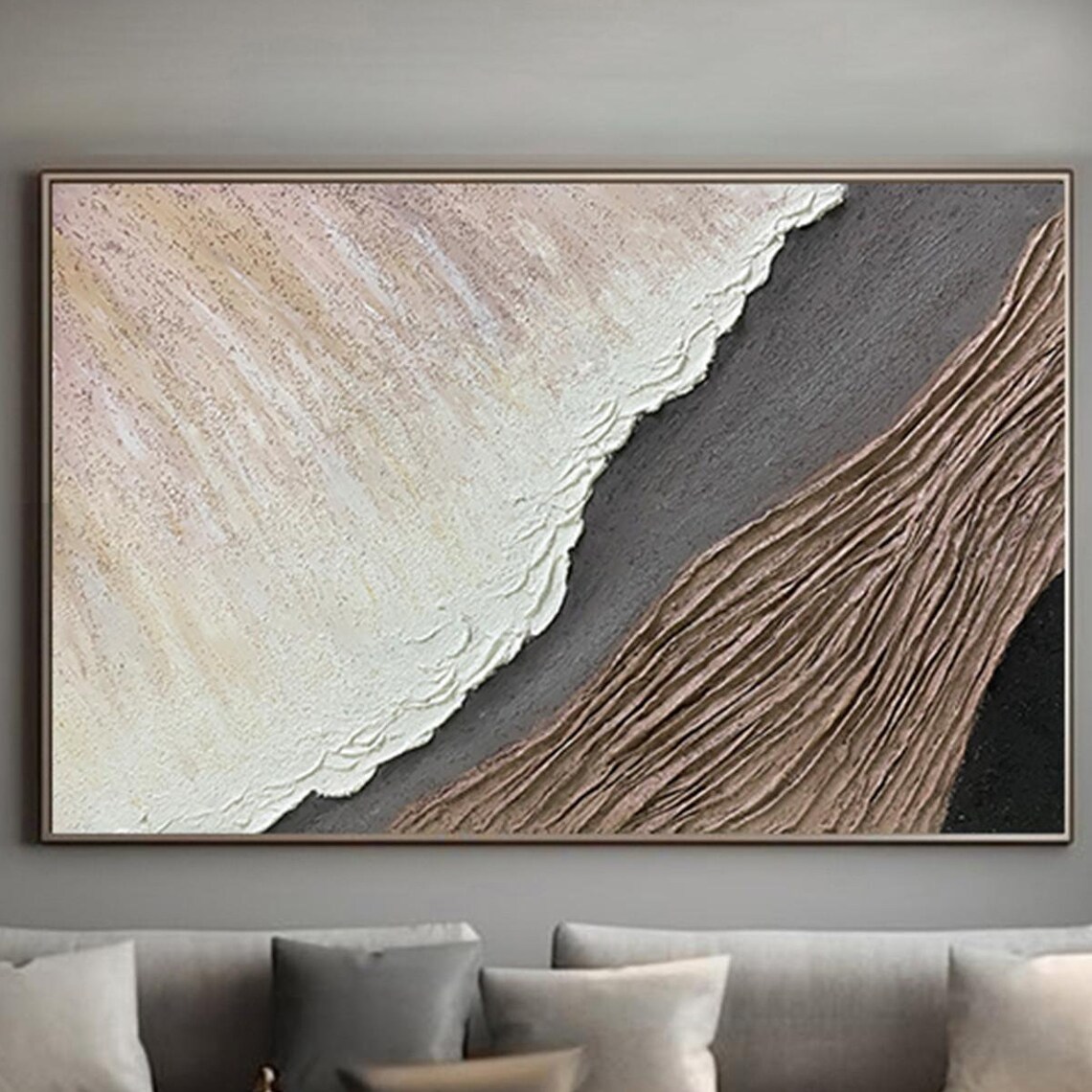 Brown Abstract Ocean Wall Art, Wabi Sabi Print - Image 4