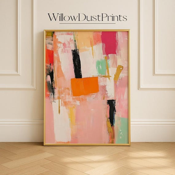 Blush Pink Abstract Geometric Art Print