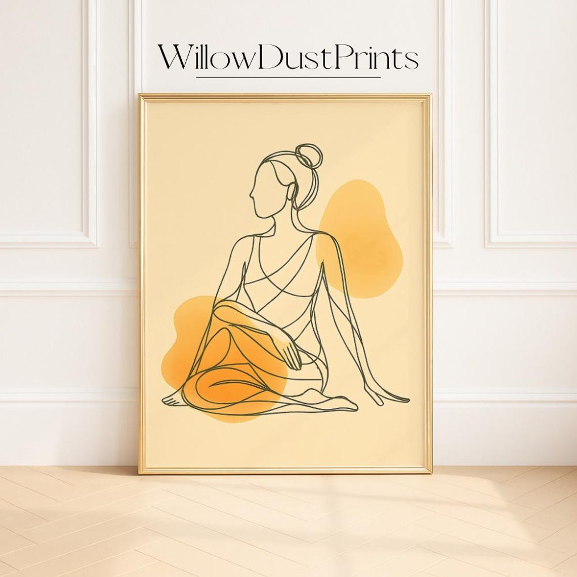 Seated Yoga Woman Line Art Minimalist Boho Meditation Wall Poster