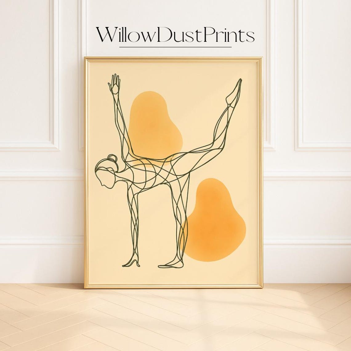 Modern Yoga Dancer Pose Line Art Minimalist Boho Wall Decor Poster