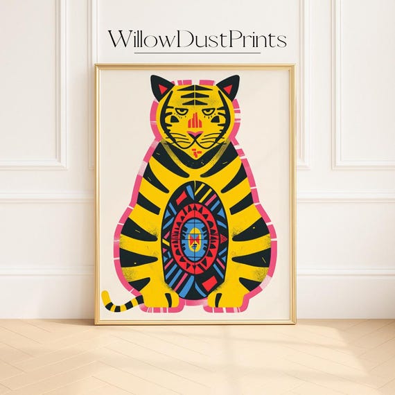 Tiger Wall Art Bold Abstract Pop Animal Print For Colorful Modern Interiors Maximalist Decor Or Eclectic Gallery Walls Gift