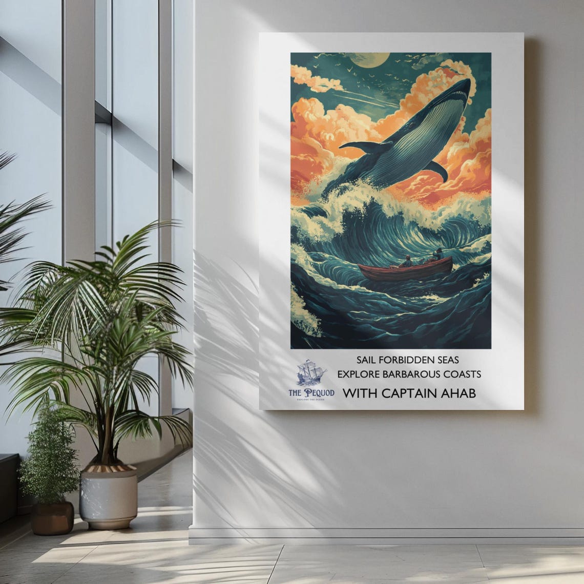Moby Dick Whale Breaching Stormy Seas Vintage Literary Travel Poster - Image 2