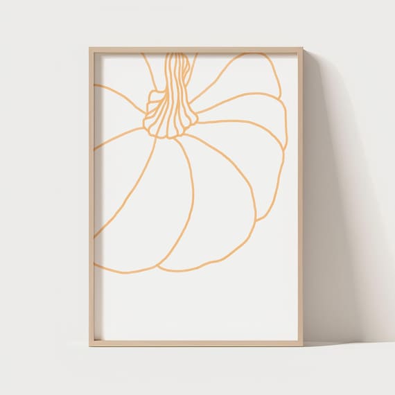 Minimalist Pumpkin Line Art Print Halloween Thanksgiving Day Wall Decor