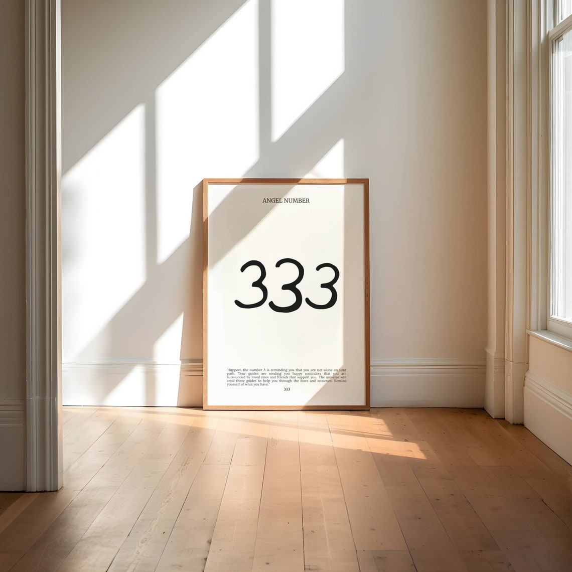 Angel Number 333 Minimalist Spiritual Support Message Art Poster