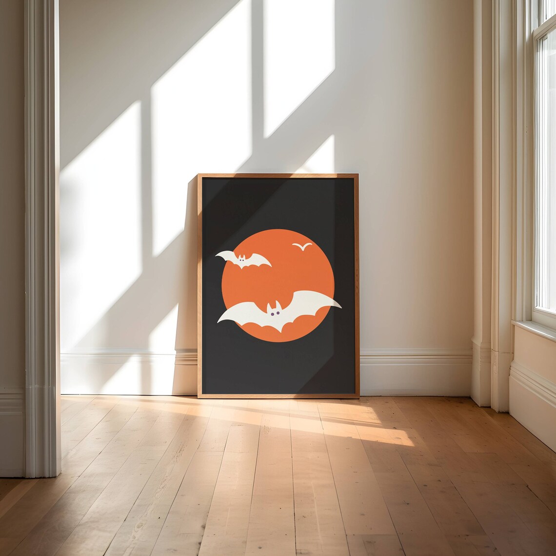 Flying Bat Halloween Art Print, Cute Bat Illustration