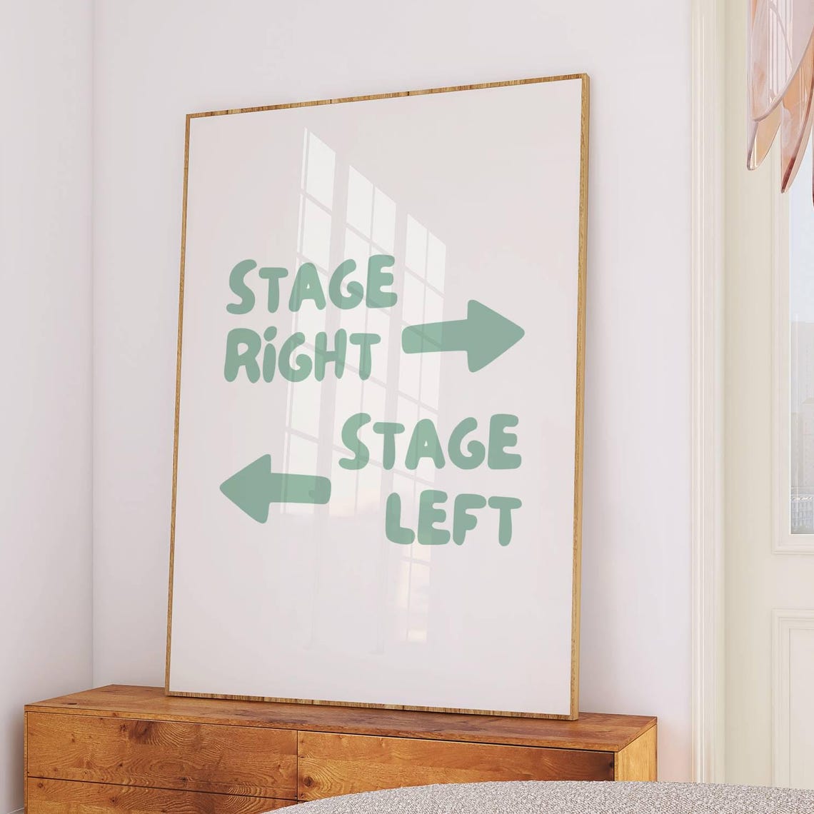 Stage Right Stage Left Arrow Mint Green Minimal Theatre Sign Poster