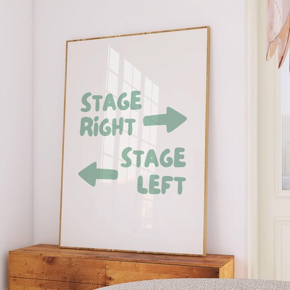Stage Right Stage Left Arrow Mint Green Minimal Theatre Sign Poster