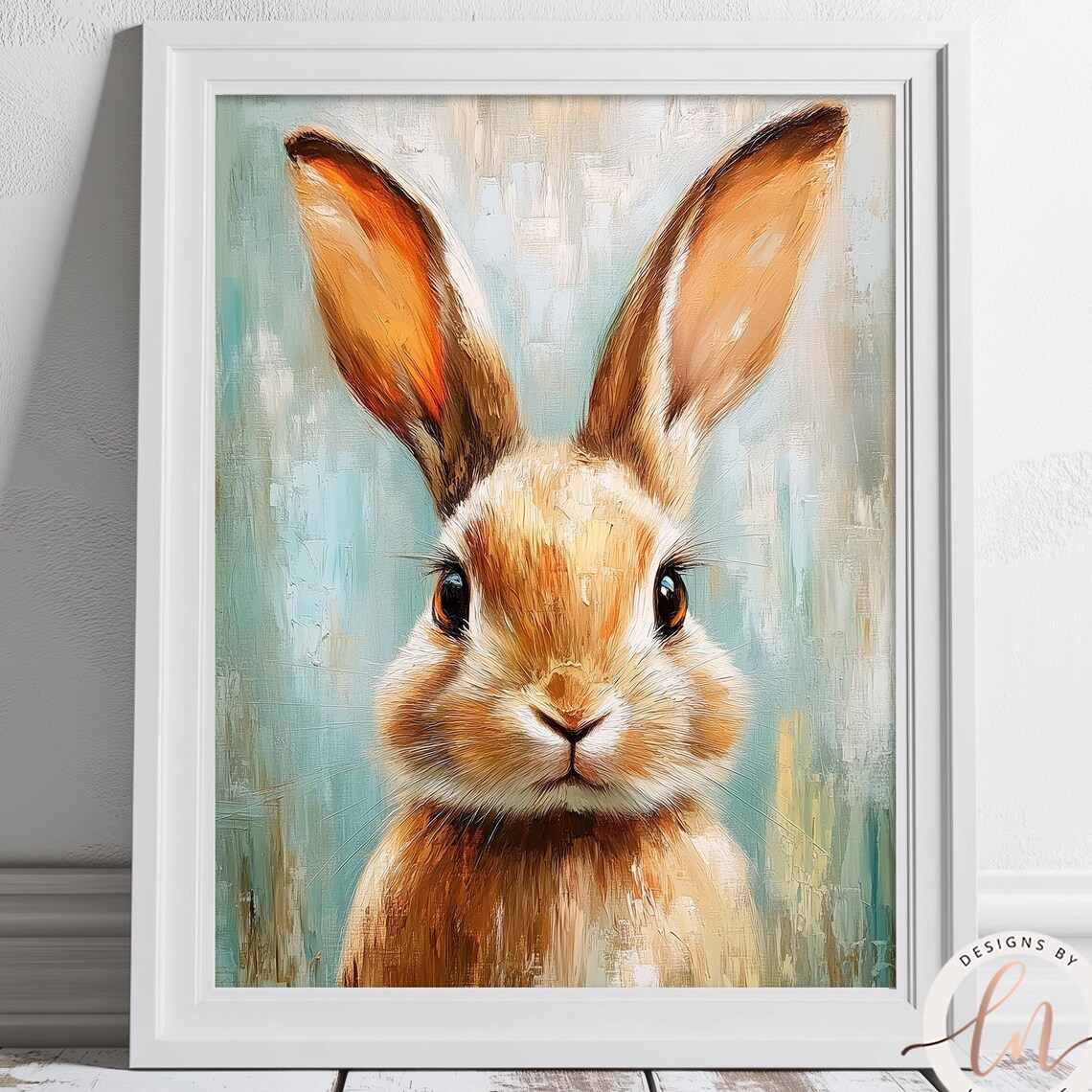 Spring Bunny Rabbit, Vintage Farmhouse Easter Art Print